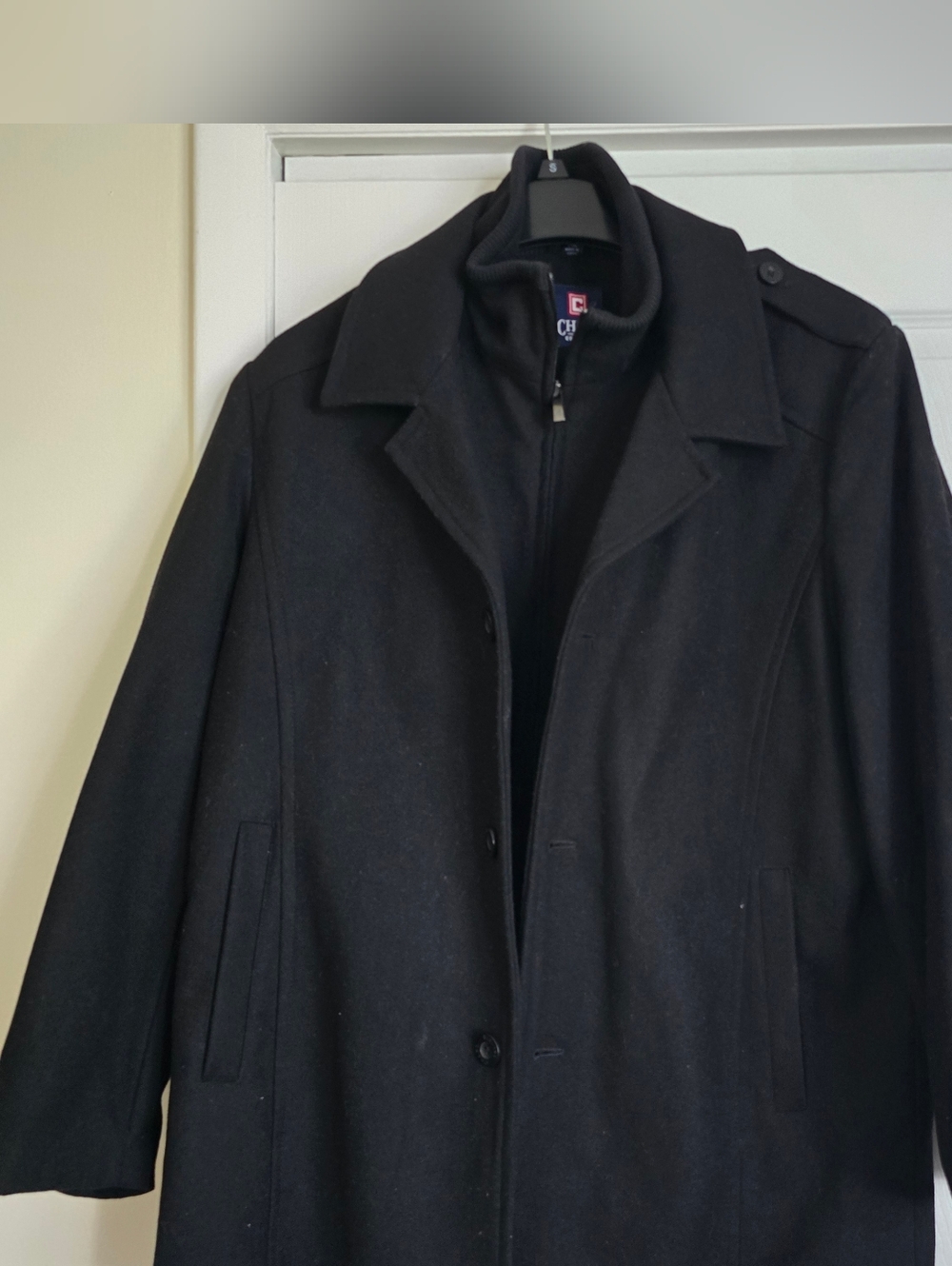 Men’s Black Wool Blend Overcoat